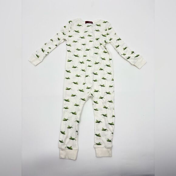 NWT | milkbarn | Kids White and Green grasshopper pajamas | 12-18 months - Picture 5 of 7
